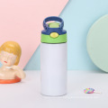 12oz Stainless Steel Double Wall Insulated Vacuum blank Kid Water Bottles with Flip Top Lid Straw Sublimation